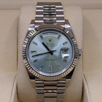 Rolex Day-Date 40mm, Platinum, Ice Dial, Fluted Bezel (Ref. 228236)