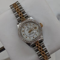 Rolex DateJust 26mm, Two Tone, White Dial, After-market Diamond Bezel (Ref. 69173)