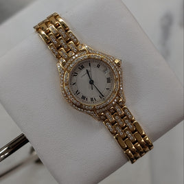 Cartier Cougar, Yellow Gold, Factory Diamond Bezel and Bracelet (Ref. 887907)