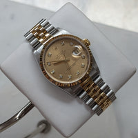 Rolex DateJust 36mm, Champagne Diamond Dial, Two-Tone No Holes (Ref. 16233)