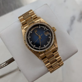 Rolex Day-Date 36mm, Blue Vignette String Diamond Dial (Ref. 18038)