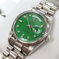 Rolex 36mm Day-Date RARE Green Stella Dial w Diamonds, White Gold (Ref. 1803)