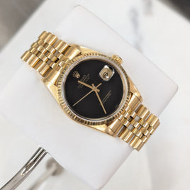 Rolex DateJust 36mm with Onyx Black Dial, Gold Jubilee (Ref. 16018)