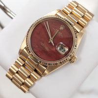 Rolex Red Jasper Dial DateJust, 18k Yellow Gold on President Band (Ref. 1601)