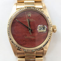 Rolex Red Jasper Dial DateJust, 18k Yellow Gold on President Band (Ref. 1601)