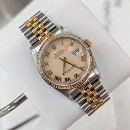 Rolex DateJust 36mm, Cream Roman Dial, Two Tone (Ref. 16233)