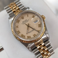 Rolex DateJust 36mm, Cream Roman Dial, Two Tone (Ref. 16233)