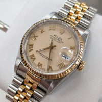 Rolex DateJust 36mm, Cream Roman Dial, Two Tone (Ref. 16233)