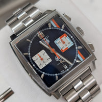 Tag Heuer Monaco x Gulf Automatic Chronograph, Metal Strap (Ref. CBL2115.FC6494)