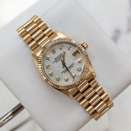 Rolex DateJust 31mm, President Strap, Custom MOP Diamond Dial (Ref. 6827)
