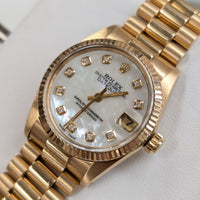 Rolex DateJust 31mm, President Strap, Custom MOP Diamond Dial (Ref. 6827)