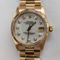 Rolex DateJust 31mm, President Strap, Custom MOP Diamond Dial (Ref. 6827)