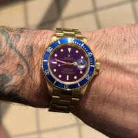 Rolex Submariner Full Gold, Blue Bezel with Purple Dial (Ref. 16618)